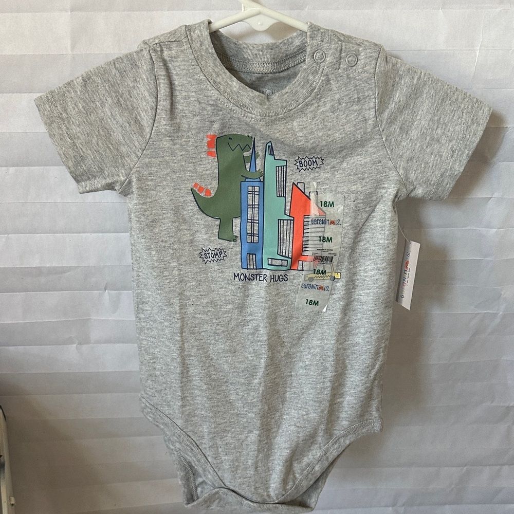 Garanimals Baby Boys Gray One‑Piece Romper – 18M